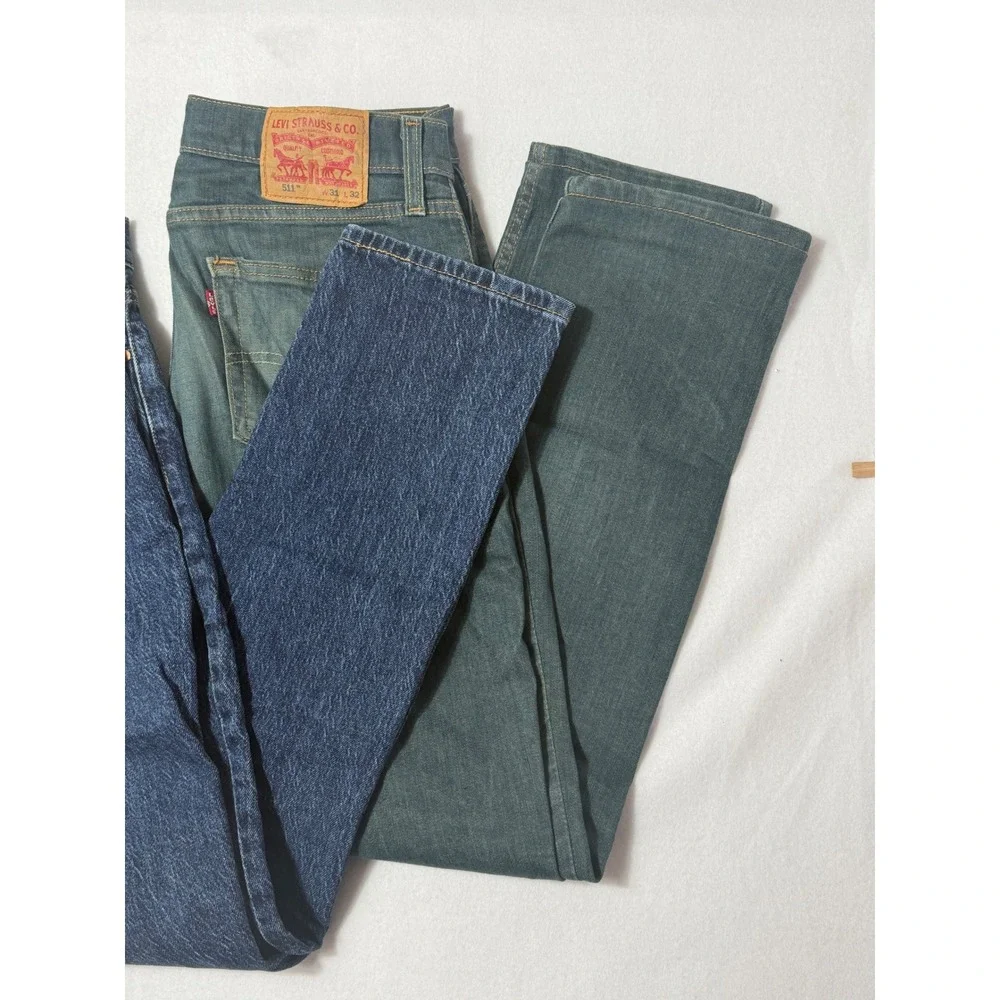 Levi's 511 Slim Fit Jeans Bundle Mens 31x32 Dark Indigo Blue & Blue Green‎ 2pk
